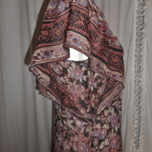 Ecote Flutter Sleeve Floral Cotton Peasant Dress S - Picture 4 of 7